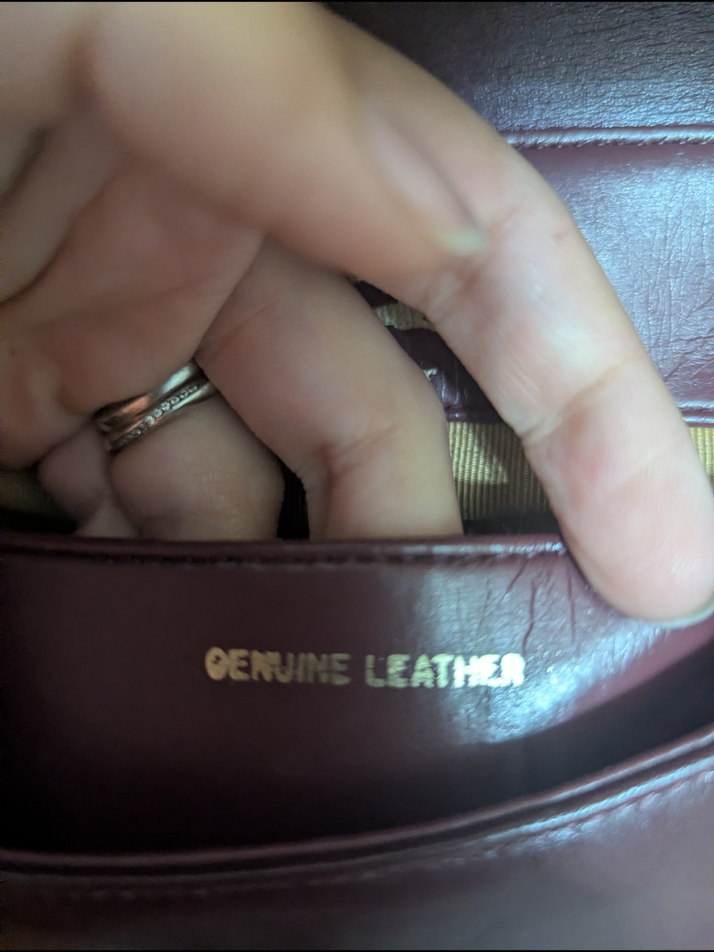 Genuine Leather Burgundy Bag with Gold Hardware